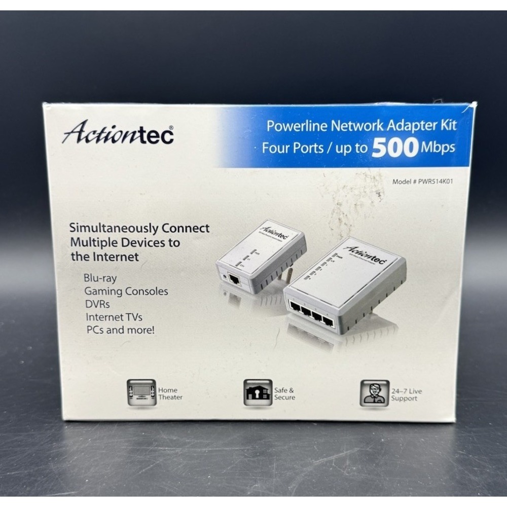 Actiontec Powerline Network Adapter Kit 500 Mbps 4-Port PWR514K01 | Parts Repair